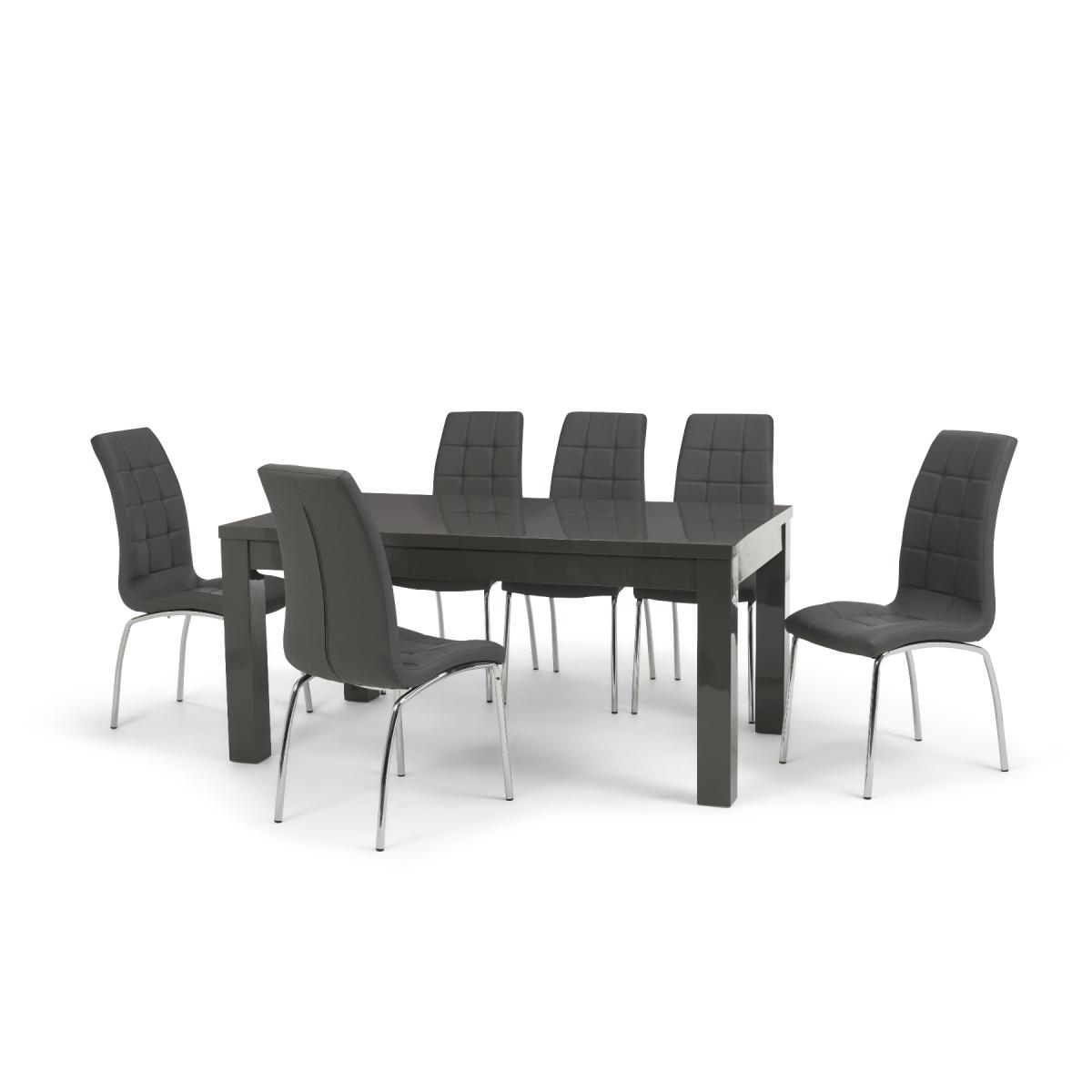 Atlanta Dark Grey Gloss 160-220cm Extending Dining Table with Calgary Chairs - Grey, 4 Chairs – image 15