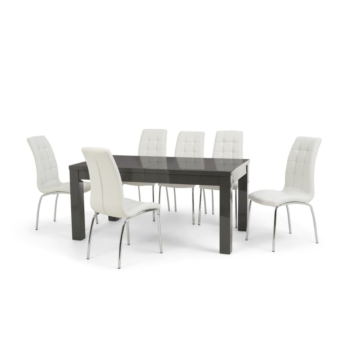 Atlanta Dark Grey Gloss 160-220cm Extending Dining Table with Calgary Chairs - Grey, 4 Chairs – image 17