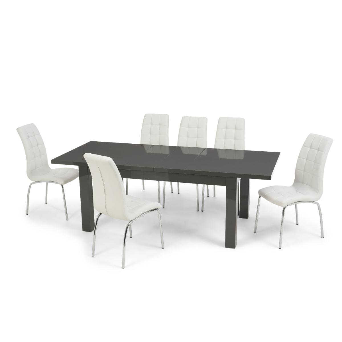 Atlanta Dark Grey Gloss 160-220cm Extending Dining Table with Calgary Chairs - Grey, 4 Chairs – image 18