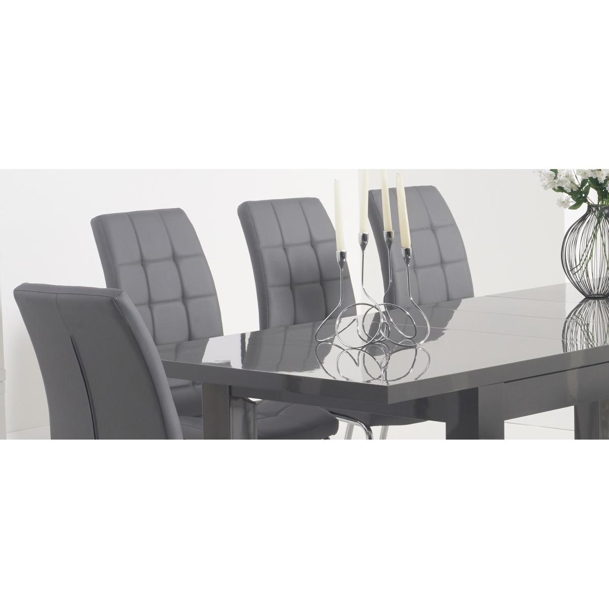Atlanta Dark Grey Gloss 160-220cm Extending Dining Table with Calgary Chairs - Grey, 4 Chairs – image 28