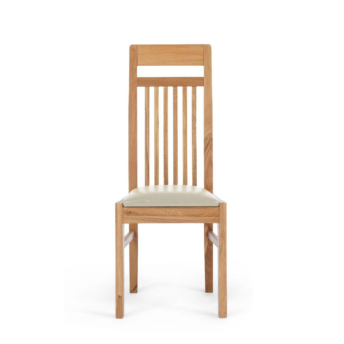 Monaco Solid Oak and Cream Dining Chairs - Cream – image 2