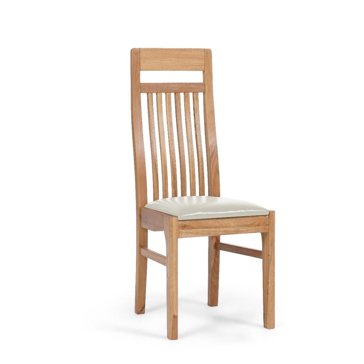 Monaco Solid Oak and Cream Dining Chairs - Cream – image 3