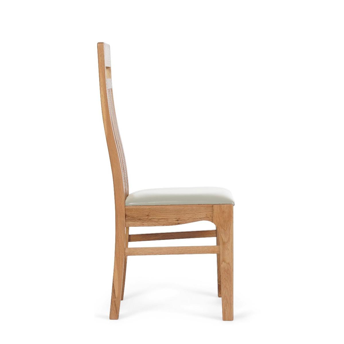 Monaco Solid Oak and Cream Dining Chairs - Cream – image 4