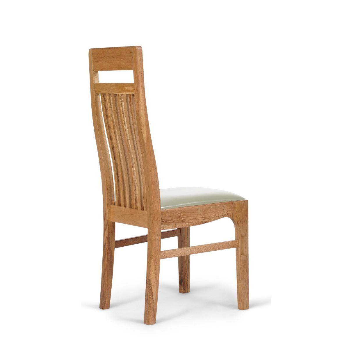 Monaco Solid Oak and Cream Dining Chairs - Cream – image 5