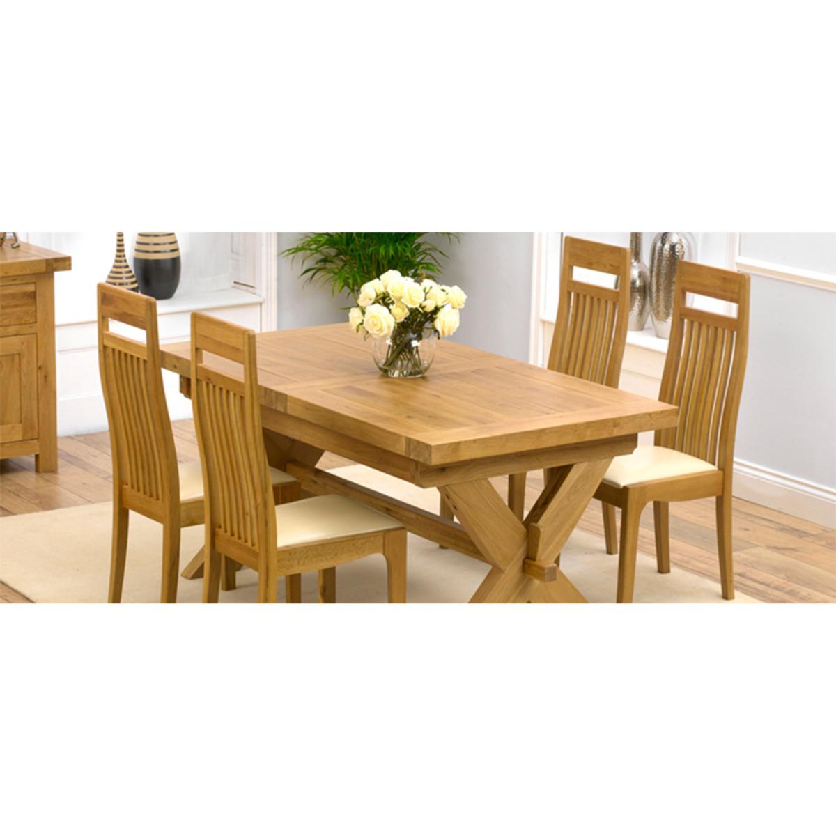 Monaco Solid Oak and Cream Dining Chairs - Cream – image 7