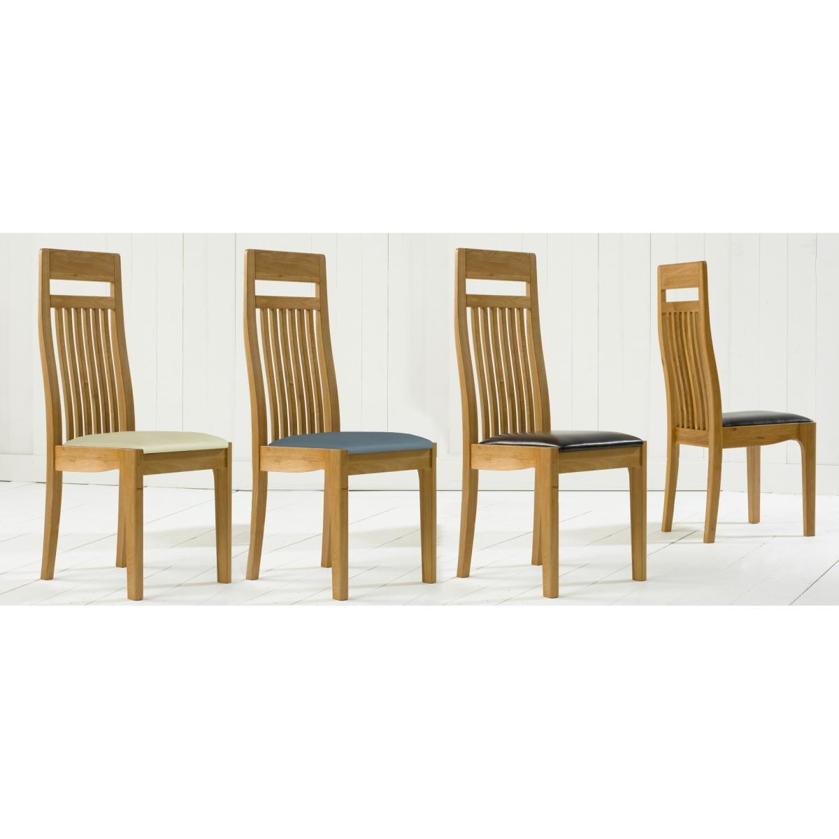 Monaco Solid Oak and Cream Dining Chairs - Cream – image 8