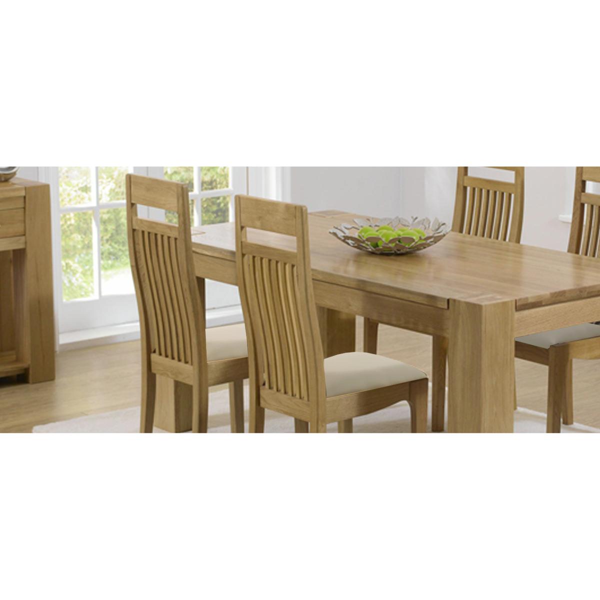 Monaco Solid Oak and Cream Dining Chairs - Cream – image 9