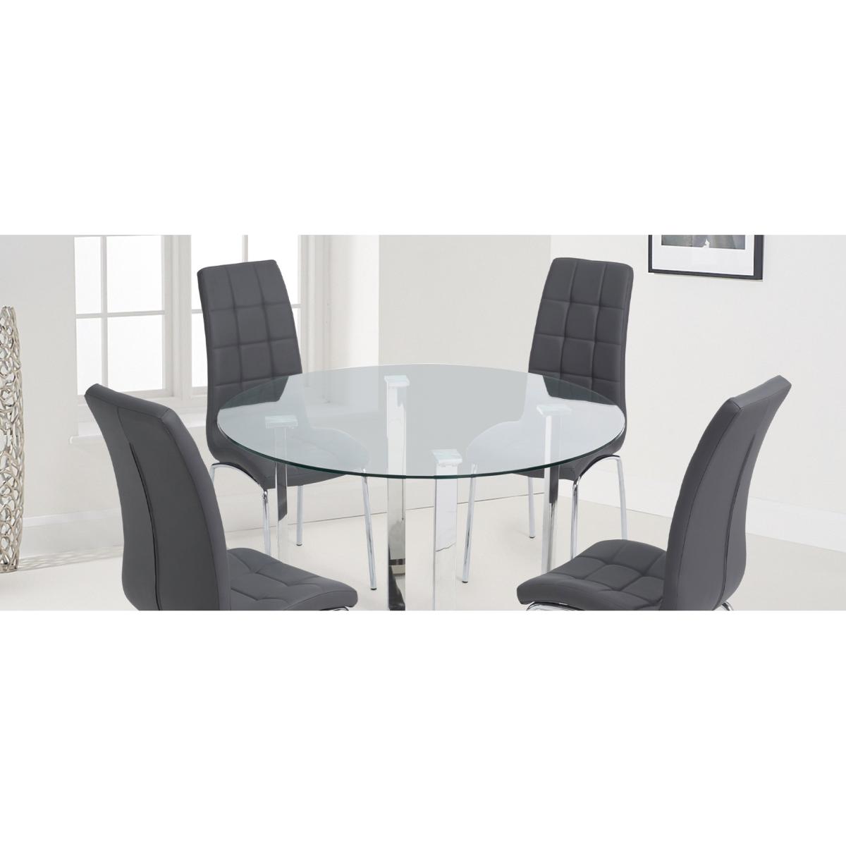 Vaso 120cm Round Glass Dining Table with Calgary Chairs - Grey, 4 Chairs – image 18