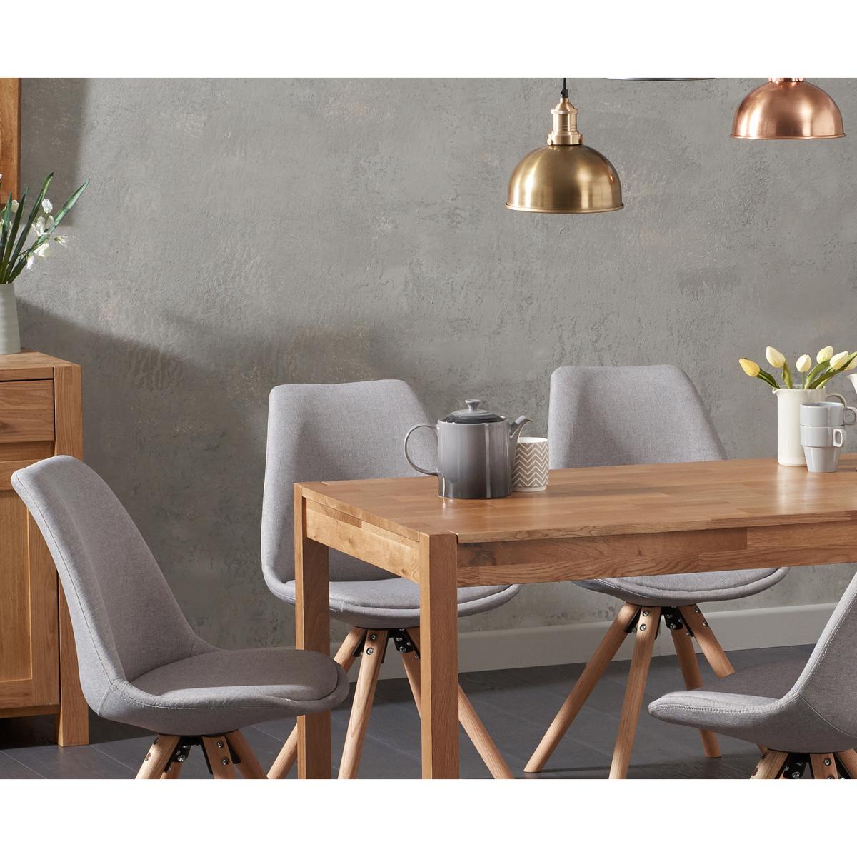 Oxford 120cm Solid Oak Dining Table with Oscar Fabric Round Leg Chairs – image 2