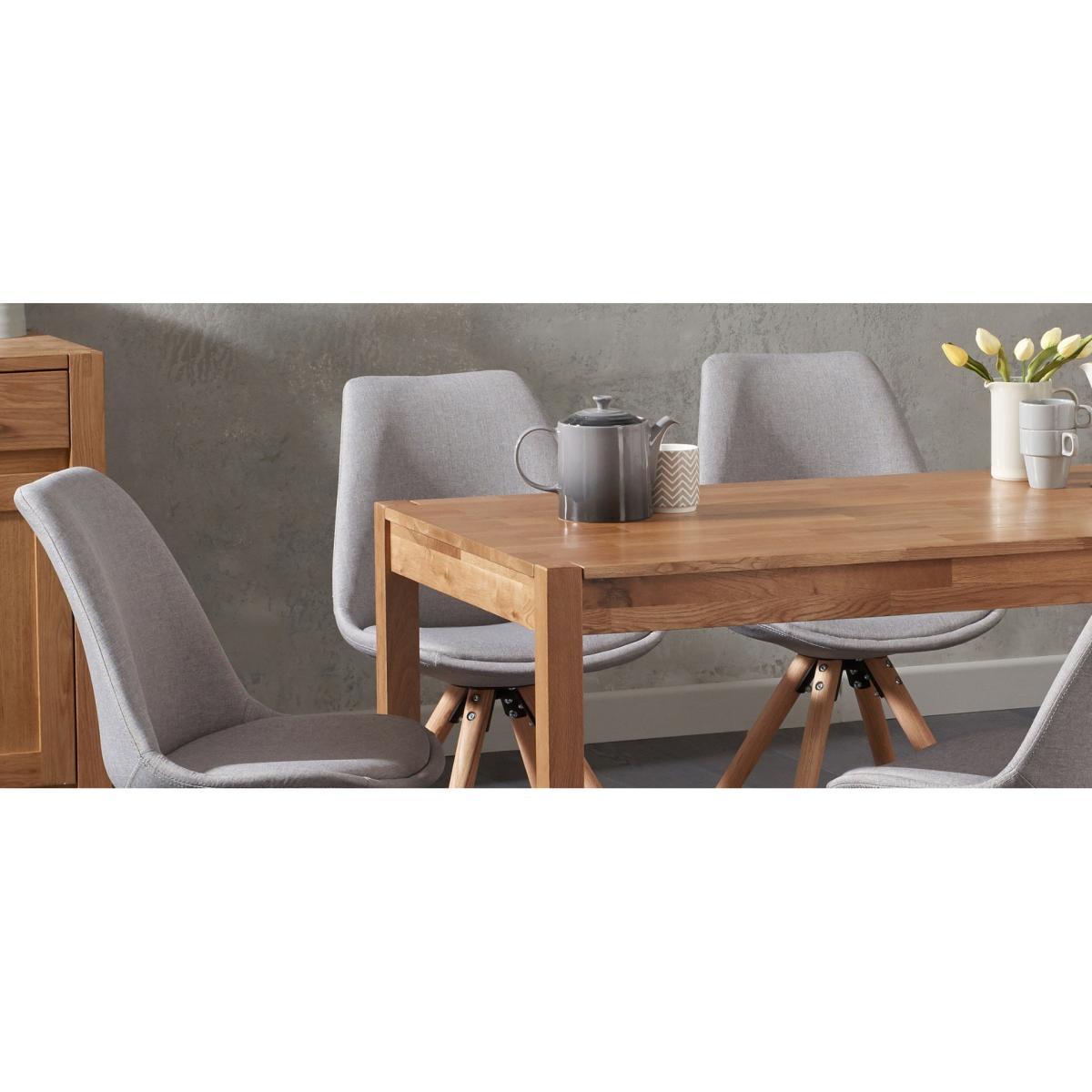 Oxford 120cm Solid Oak Dining Table with Oscar Fabric Round Leg Chairs – image 7