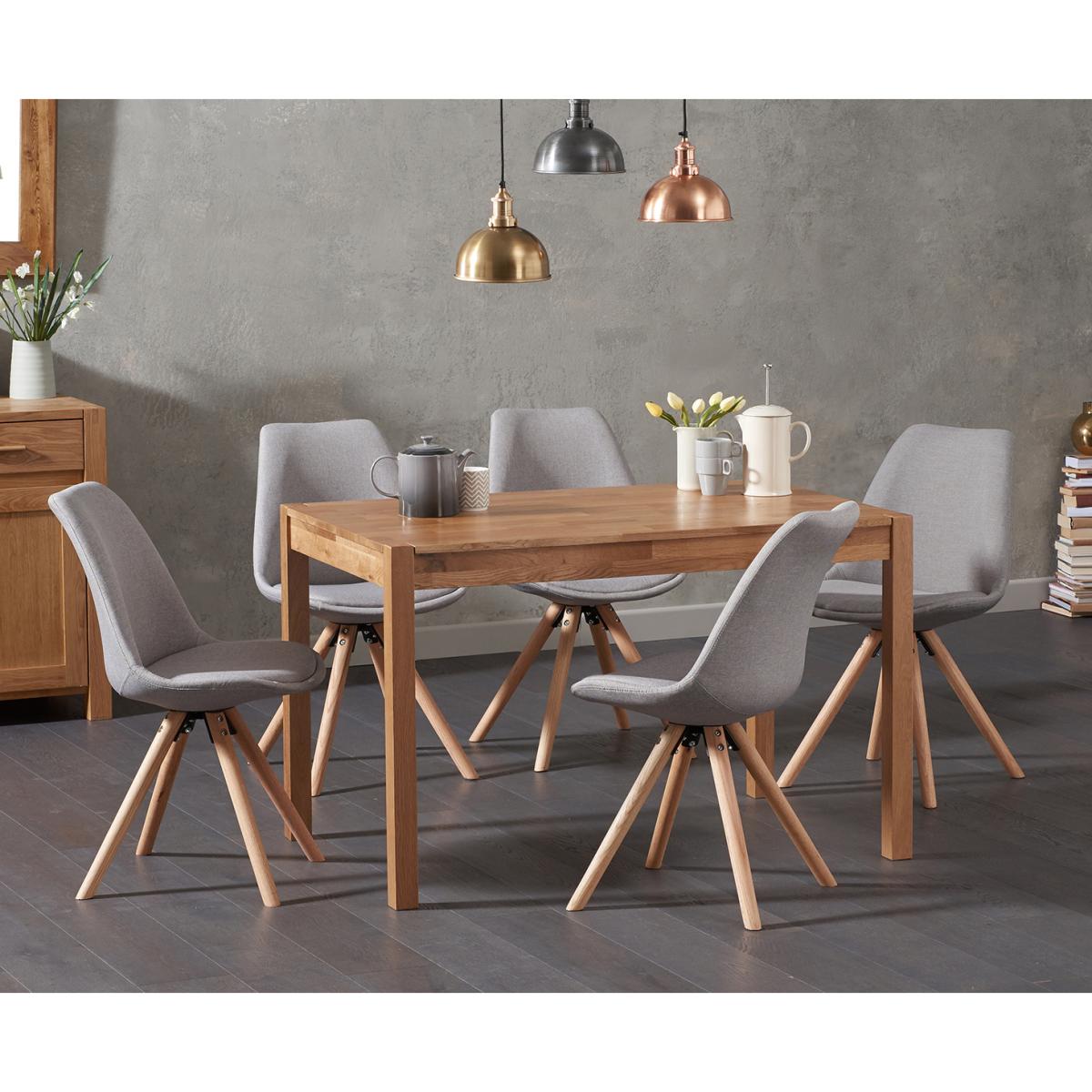 Oxford 120cm Solid Oak Dining Table with Oscar Fabric Round Leg Chairs – image 1