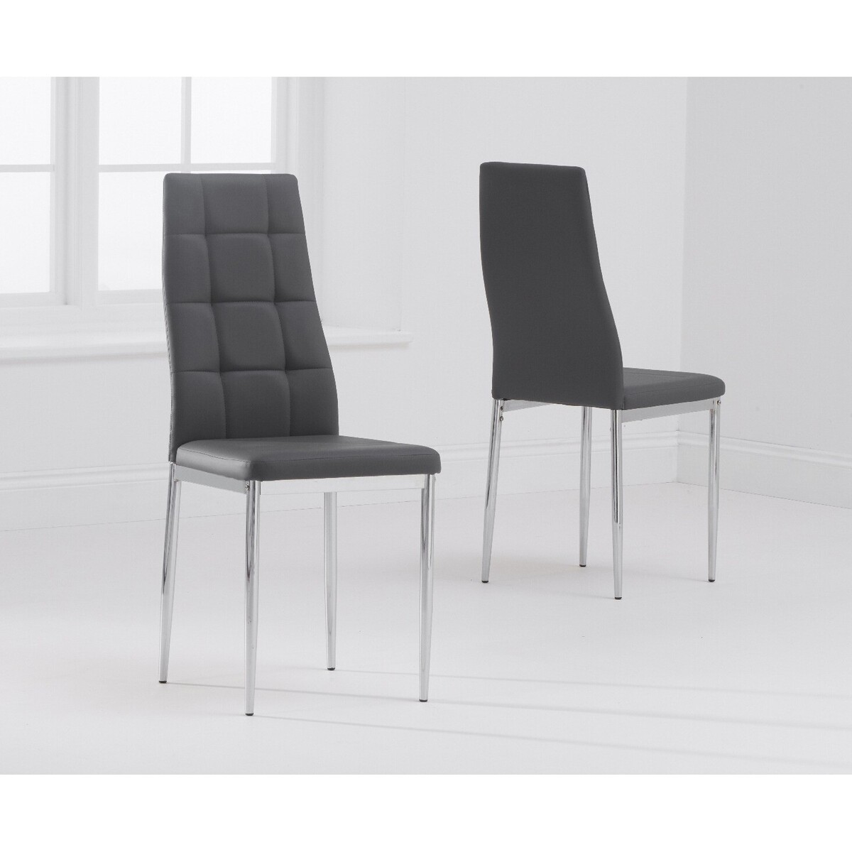 Catalina Grey Faux Leather Dining Chairs - Grey, 2 Chairs – image 3