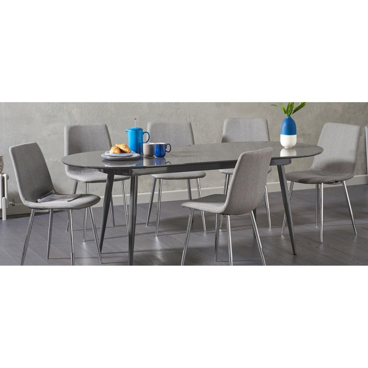 Helsinki Grey Fabric and Chrome Dining Chairs - Grey – image 4