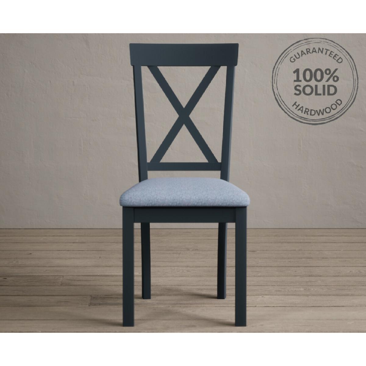 Hertford Dark Blue Dining Chairs with Sky Blue Fabric Seat Pad – image 2