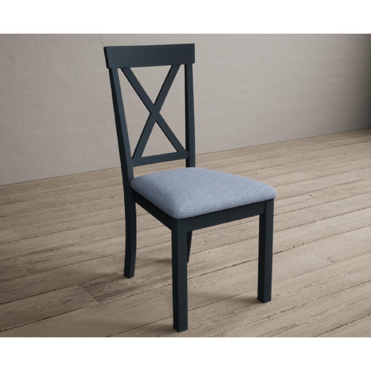 Hertford Dark Blue Dining Chairs with Sky Blue Fabric Seat Pad – image 3