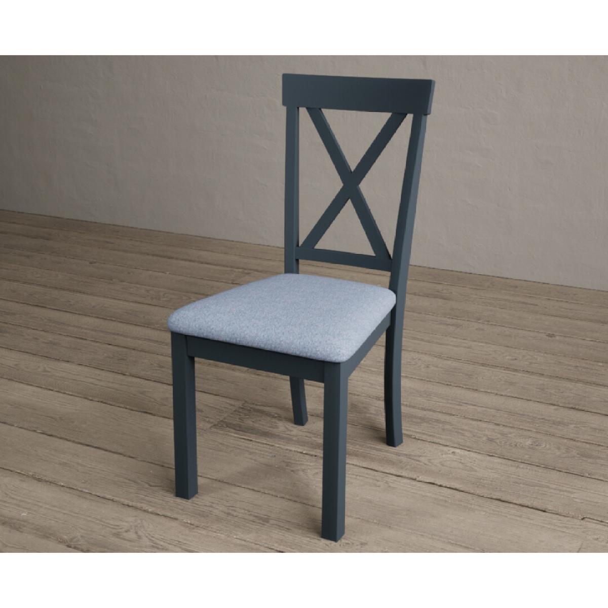 Hertford Dark Blue Dining Chairs with Sky Blue Fabric Seat Pad – image 4
