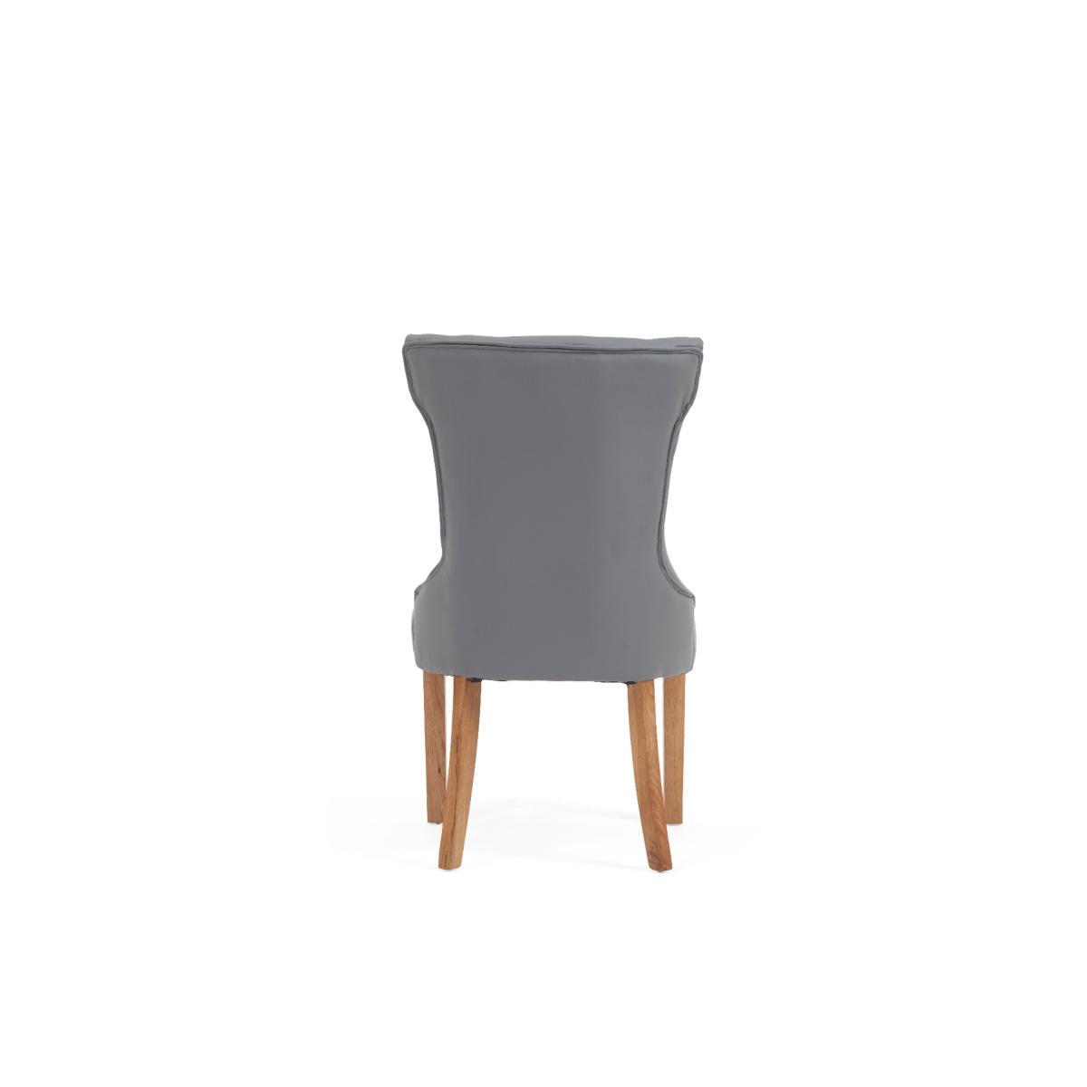 Madrid 200cm Solid Oak Table with Camille Faux Leather Chairs and Camille Faux Leather Bench - Grey, 2 Chairs – image 11
