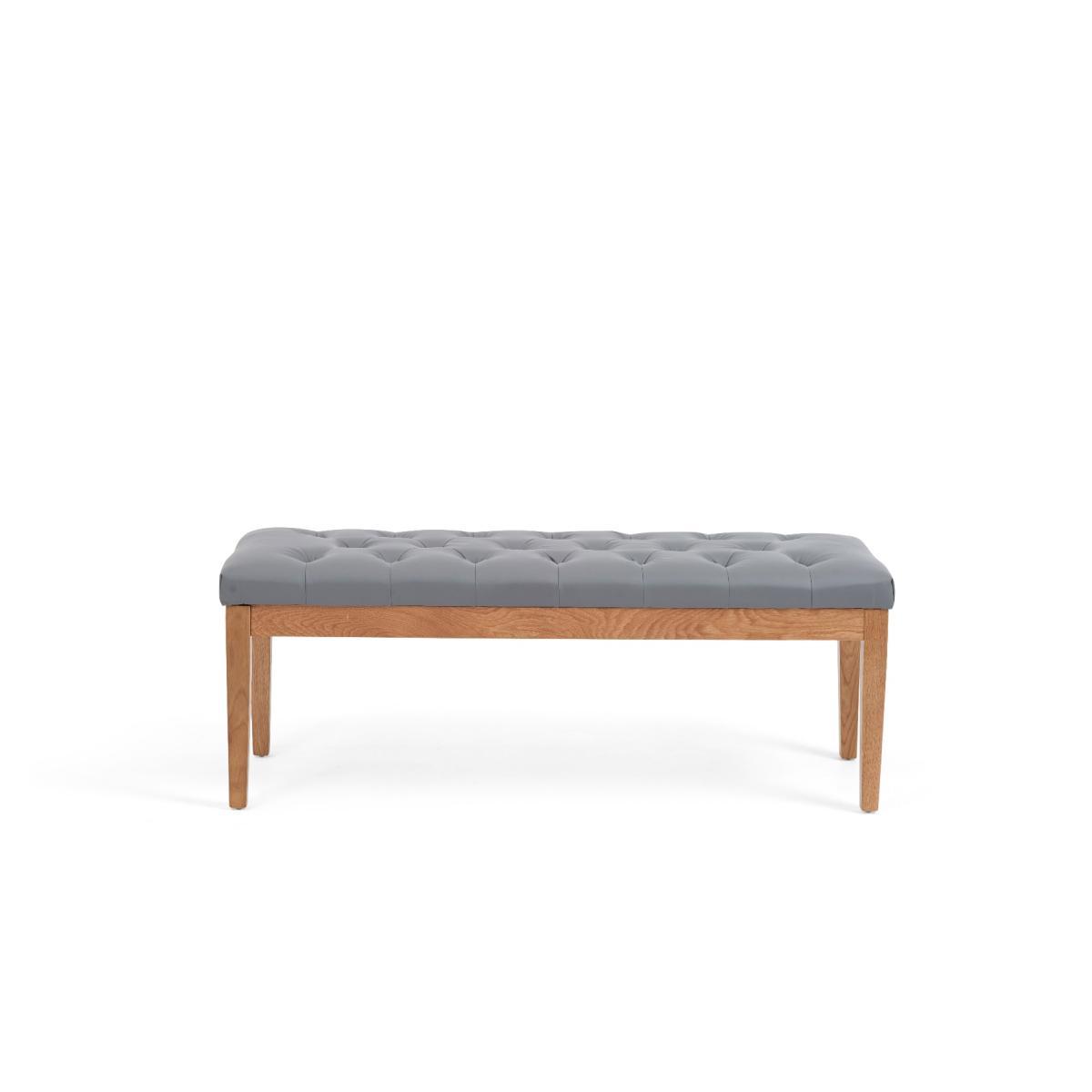 Madrid 200cm Solid Oak Table with Camille Faux Leather Chairs and Camille Faux Leather Bench - Grey, 2 Chairs – image 12