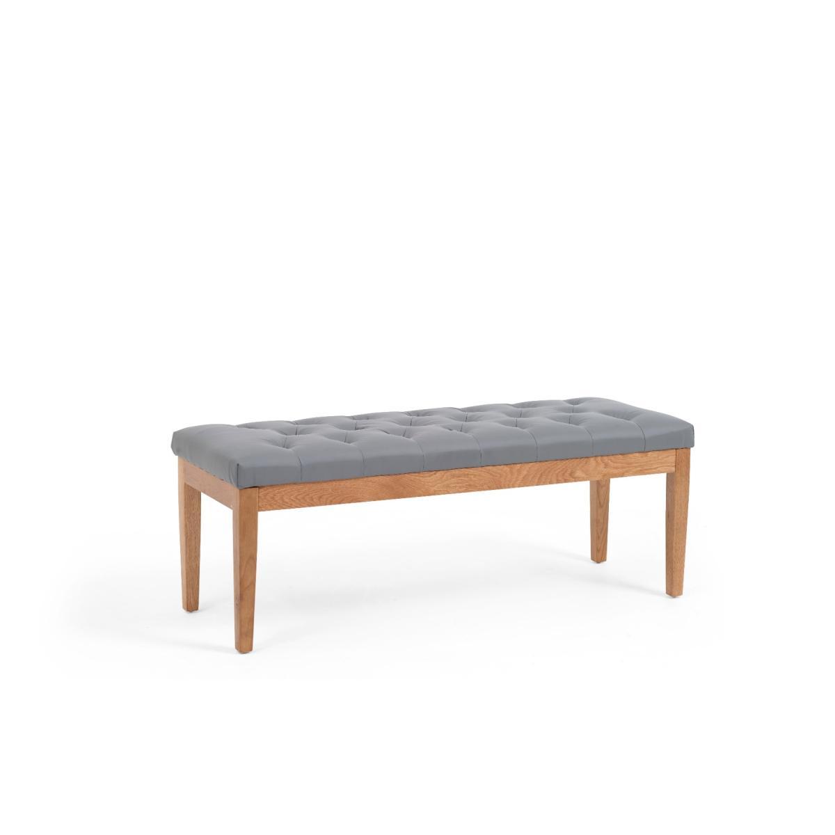 Madrid 200cm Solid Oak Table with Camille Faux Leather Chairs and Camille Faux Leather Bench - Grey, 2 Chairs – image 13