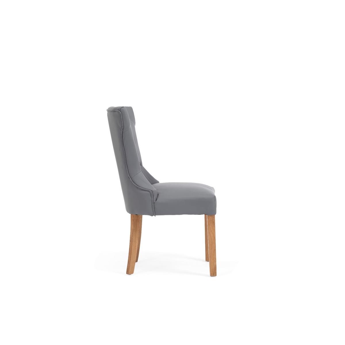 Madrid 200cm Solid Oak Table with Camille Faux Leather Chairs and Camille Faux Leather Bench - Grey, 2 Chairs – image 17