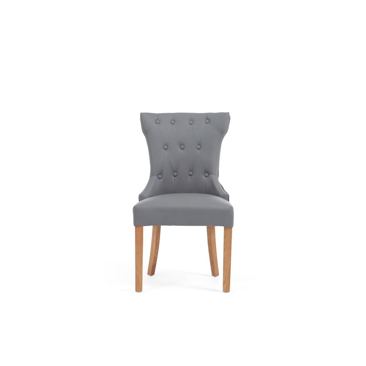 Madrid 200cm Solid Oak Table with Camille Faux Leather Chairs and Camille Faux Leather Bench - Grey, 2 Chairs – image 8