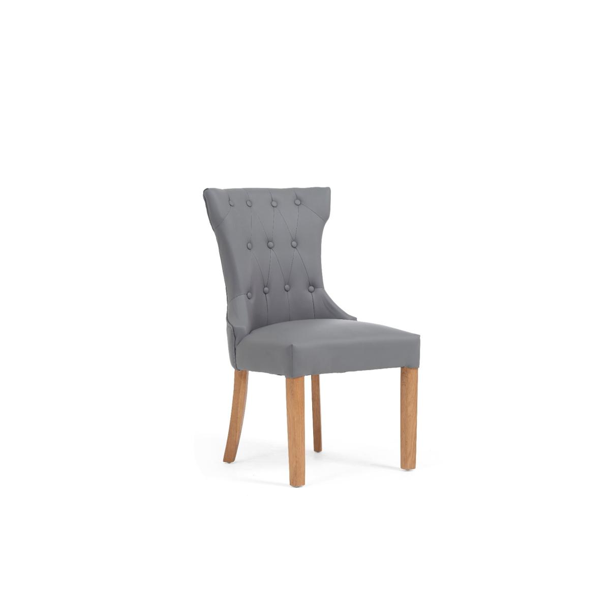 Madrid 200cm Solid Oak Table with Camille Faux Leather Chairs and Camille Faux Leather Bench - Grey, 2 Chairs – image 9