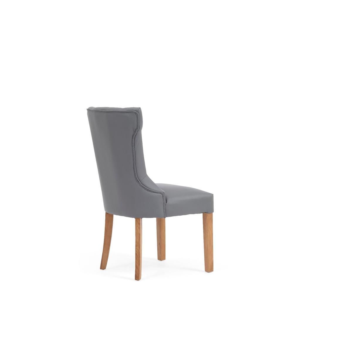 Madrid 200cm Solid Oak Table with Camille Faux Leather Chairs and Camille Faux Leather Bench - Grey, 2 Chairs – image 10