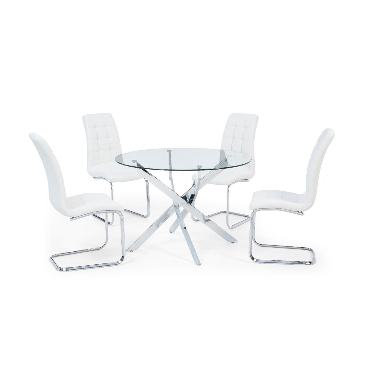 Denver 120cm Glass Dining Table with Lorin Chairs - White, 4 Chairs – image 12