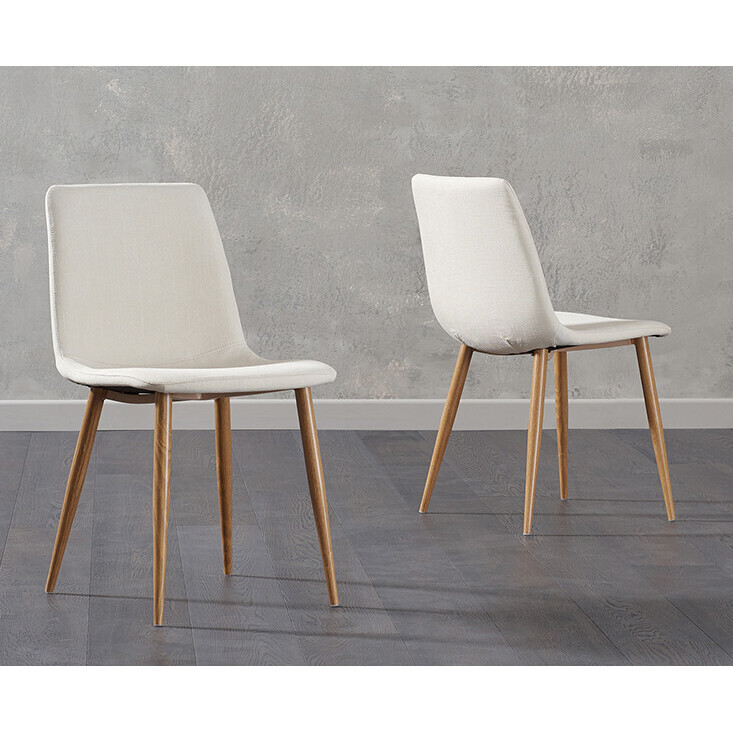 Ex-display Set of TWO Helsinki Cream Wooden Leg with Faux Leather Dining Chairs – image 3