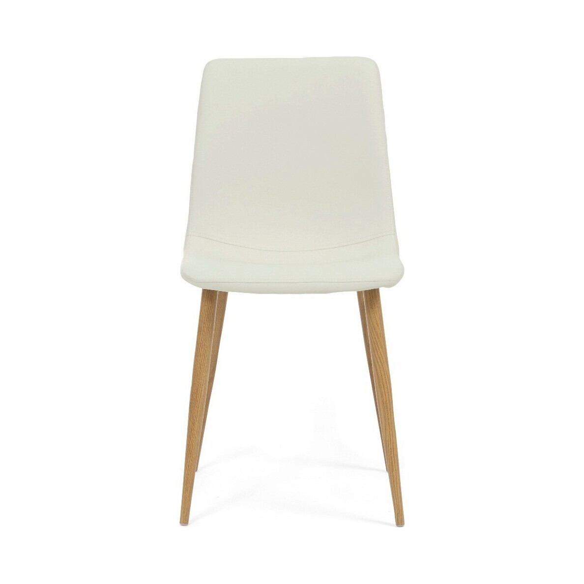 Ex-display Set of TWO Helsinki Cream Wooden Leg with Faux Leather Dining Chairs – image 2