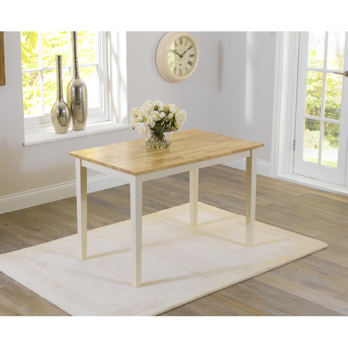 Chiltern 114cm Oak and Cream Dining Table with Bench and Chairs - Cream, 2 Chairs – image 2