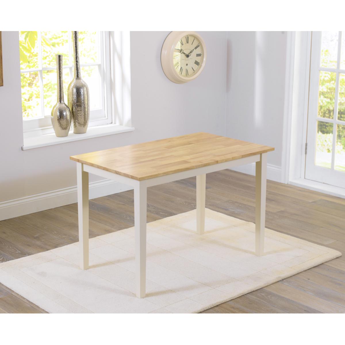 Chiltern 114cm Oak and Cream Dining Table with Bench and Chairs - Cream, 2 Chairs – image 3