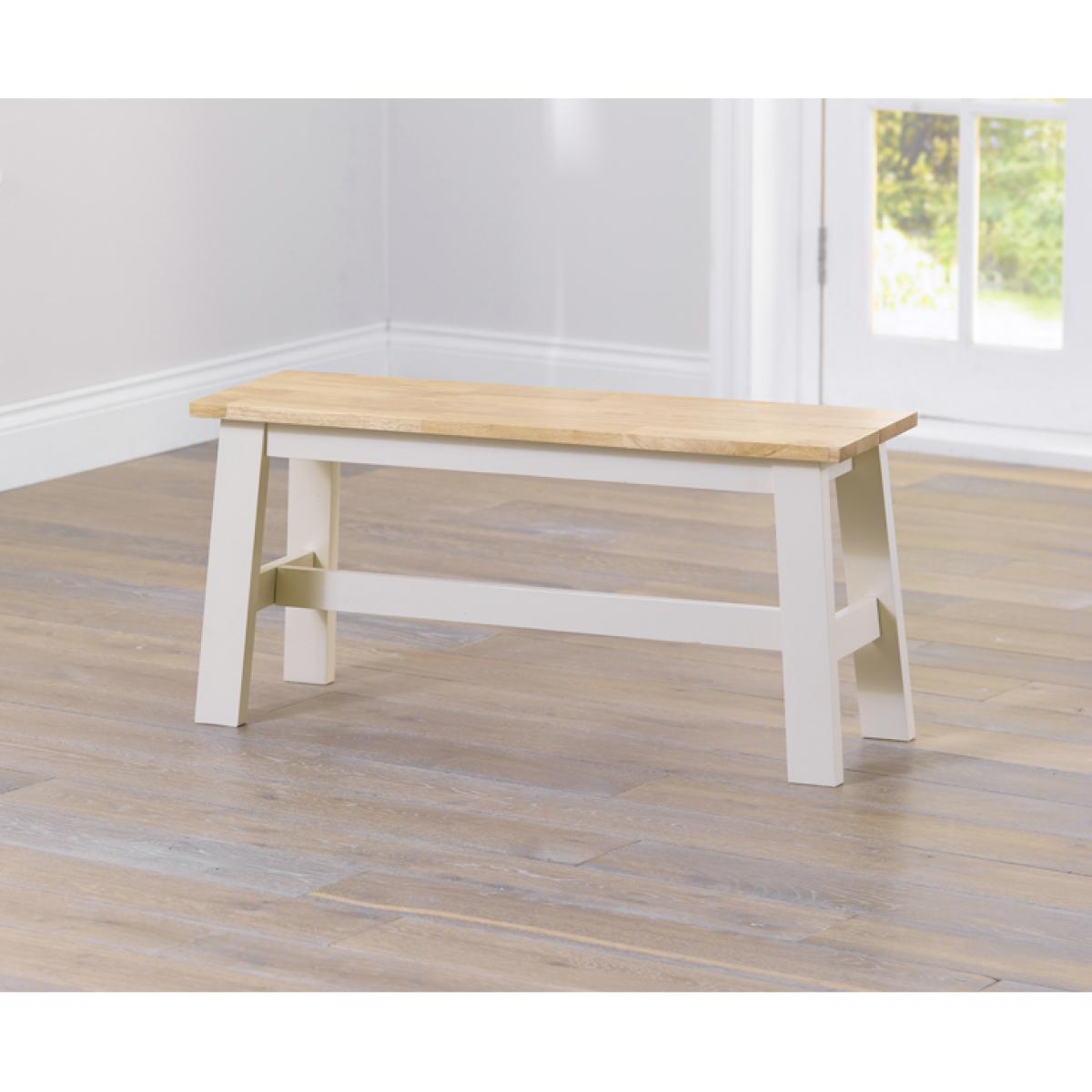 Chiltern 114cm Oak and Cream Dining Table with Bench and Chairs - Cream, 2 Chairs – image 5