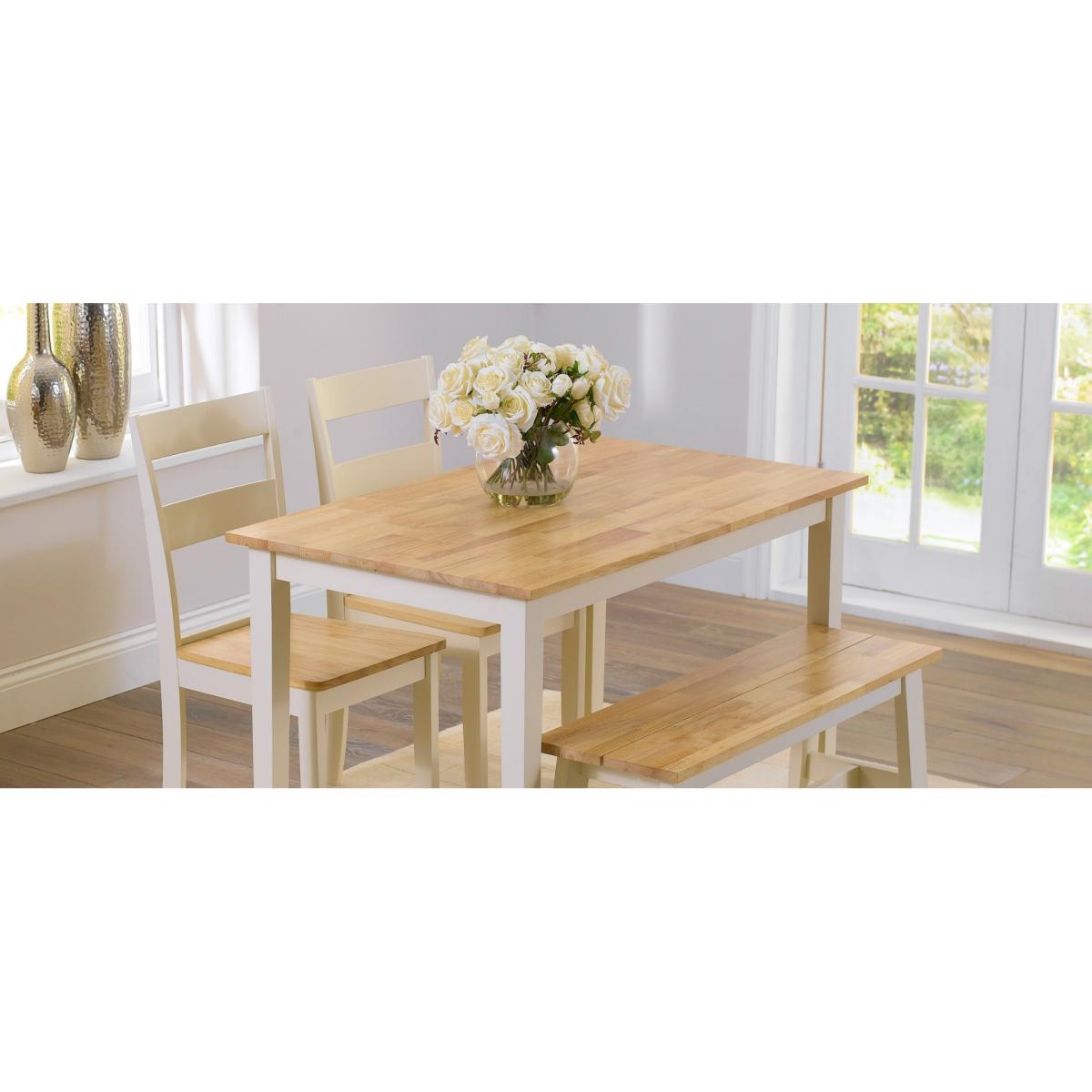 Chiltern 114cm Oak and Cream Dining Table with Bench and Chairs - Cream, 2 Chairs – image 6