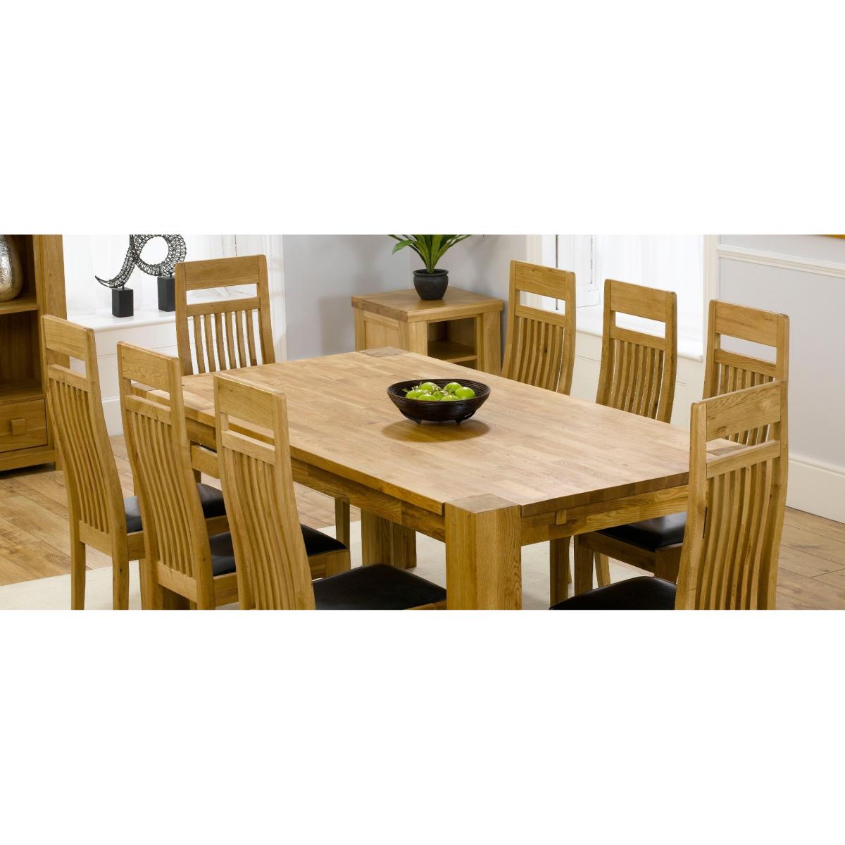 Madrid 300cm Solid Oak Dining Table with Monaco Chairs - Brown, 8 Chairs – image 9