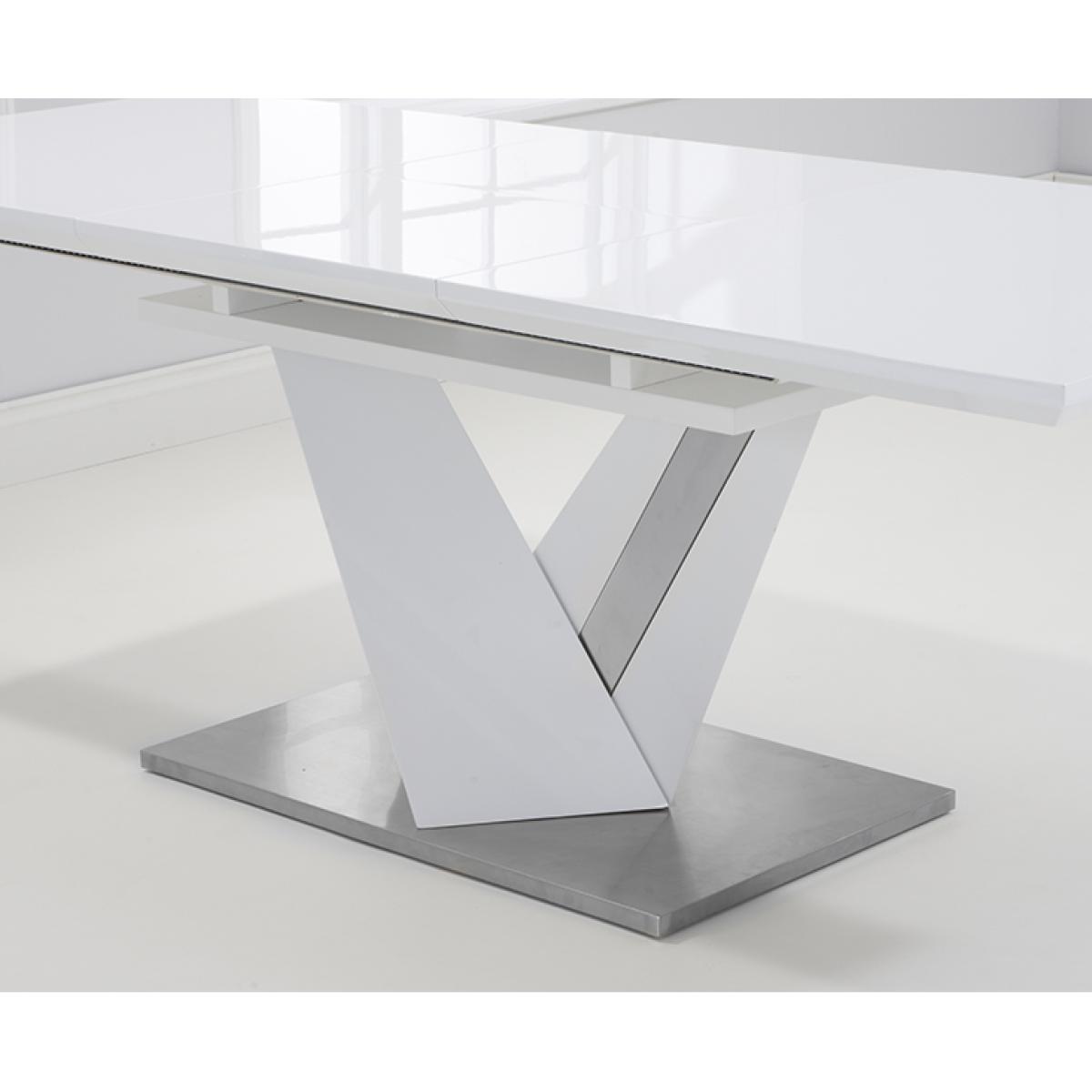 Harmony 160cm White High Gloss Extending Dining Table with 6 Hampstead Chairs – image 11