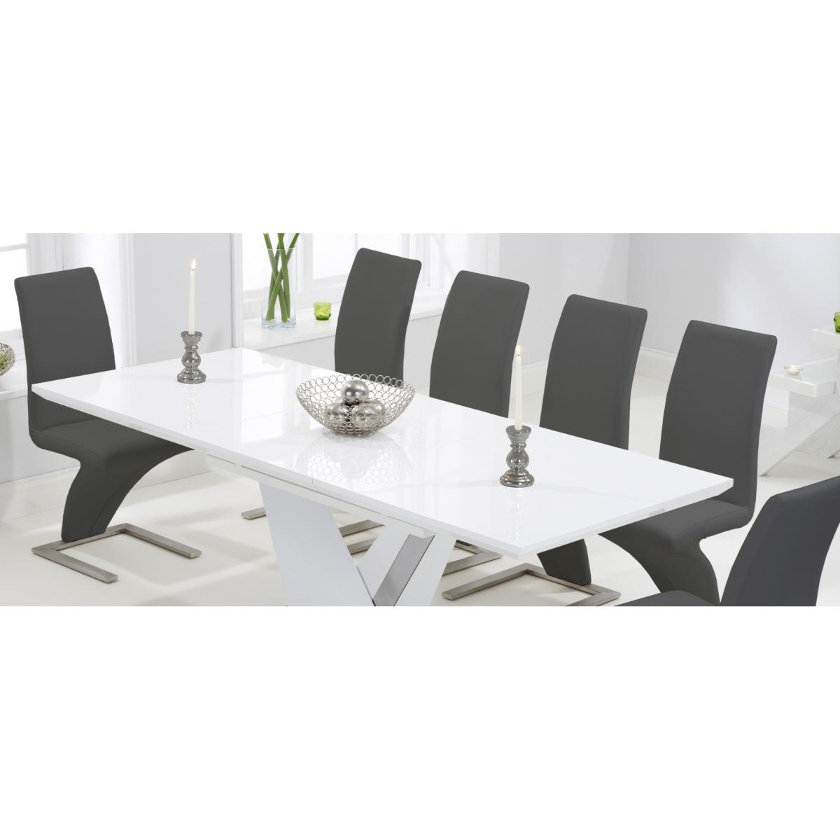 Harmony 160cm White High Gloss Extending Dining Table with 6 Hampstead Chairs – image 18