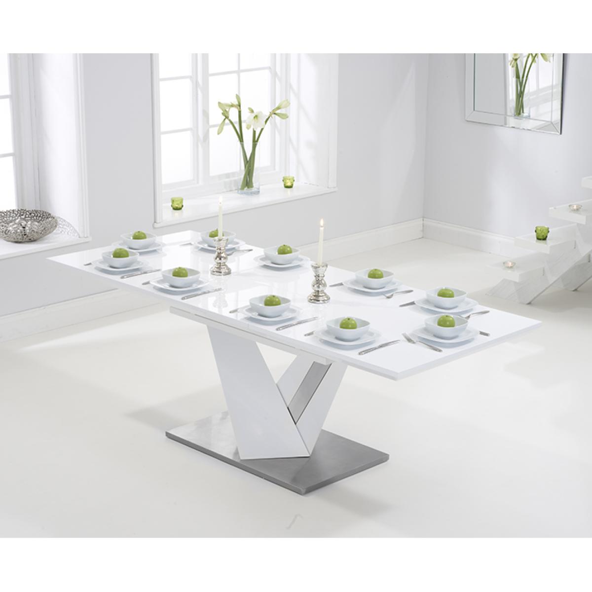 Harmony 160cm White High Gloss Extending Dining Table with 6 Hampstead Chairs – image 4