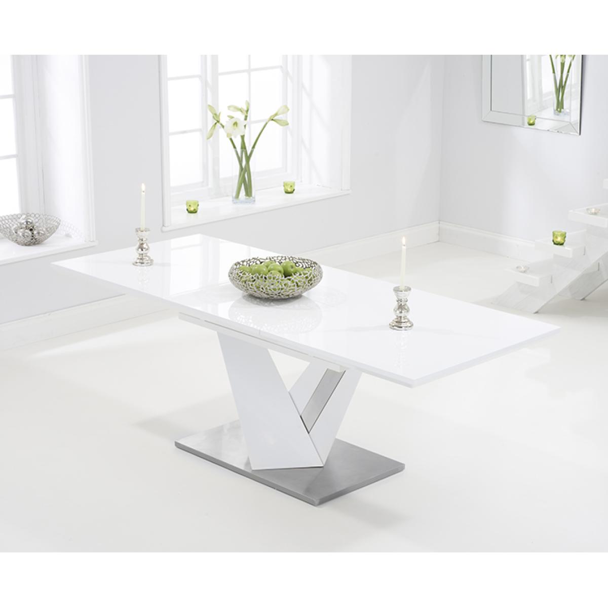 Harmony 160cm White High Gloss Extending Dining Table with 6 Hampstead Chairs – image 5