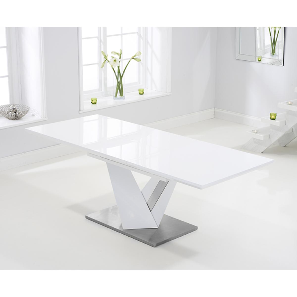 Harmony 160cm White High Gloss Extending Dining Table with 6 Hampstead Chairs – image 6