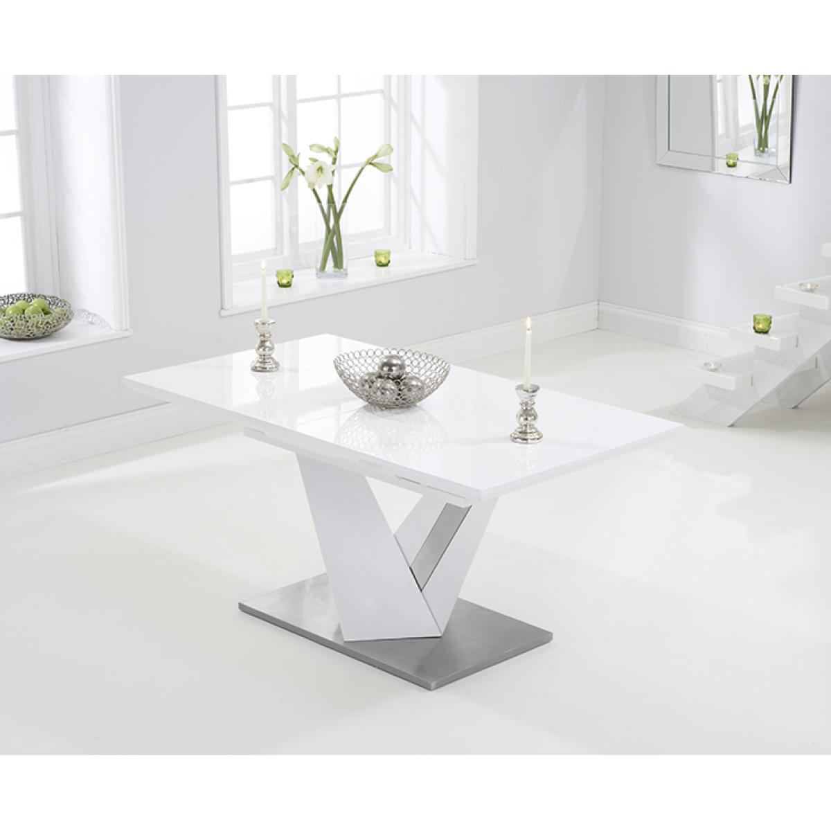 Harmony 160cm White High Gloss Extending Dining Table with 6 Hampstead Chairs – image 7