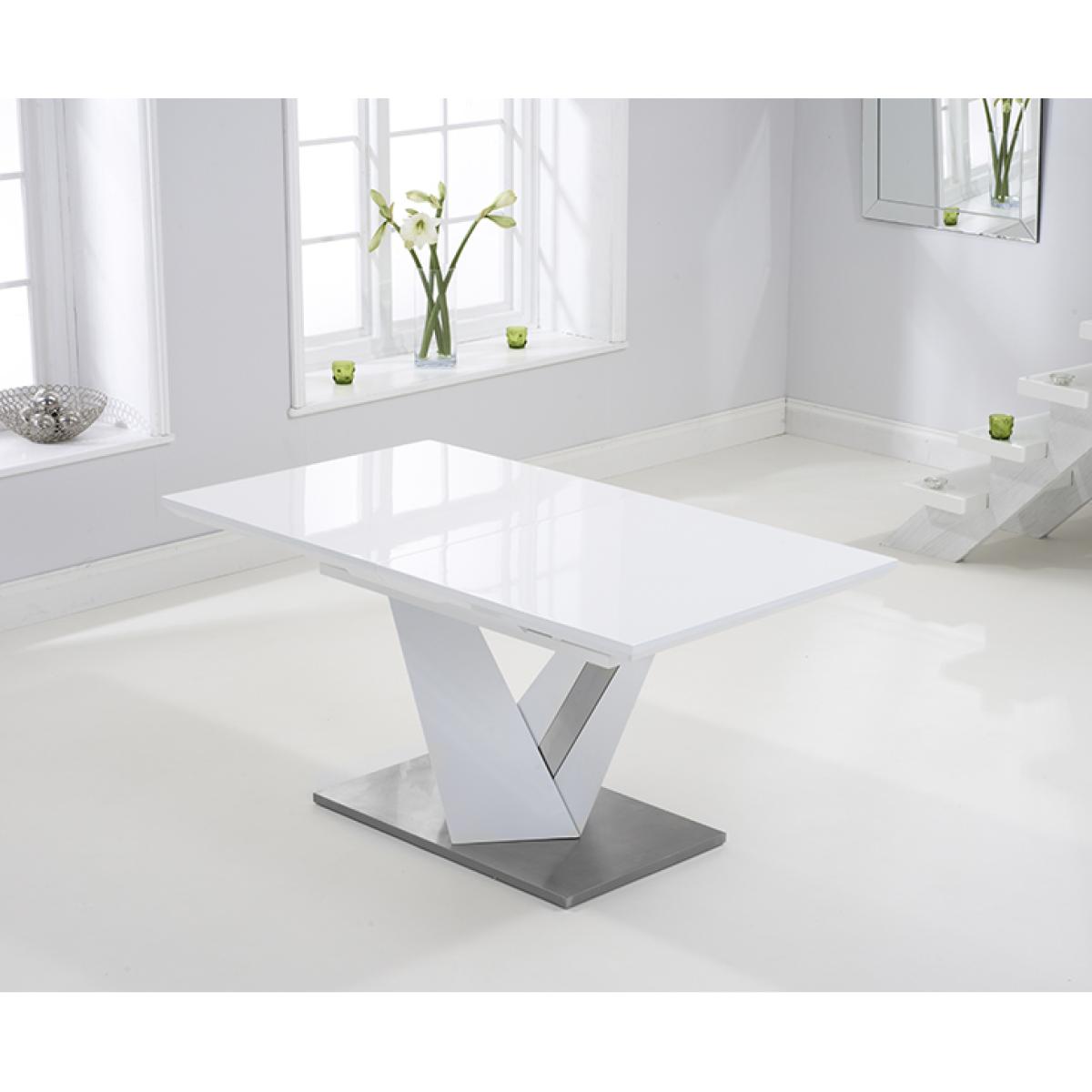 Harmony 160cm White High Gloss Extending Dining Table with 6 Hampstead Chairs – image 8