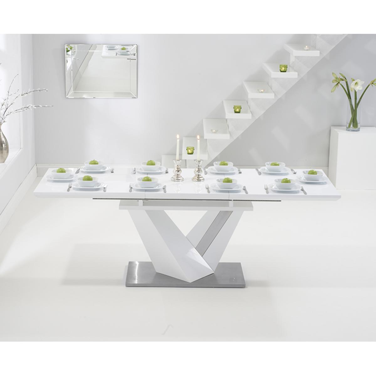 Harmony 160cm White High Gloss Extending Dining Table with 6 Hampstead Chairs – image 9