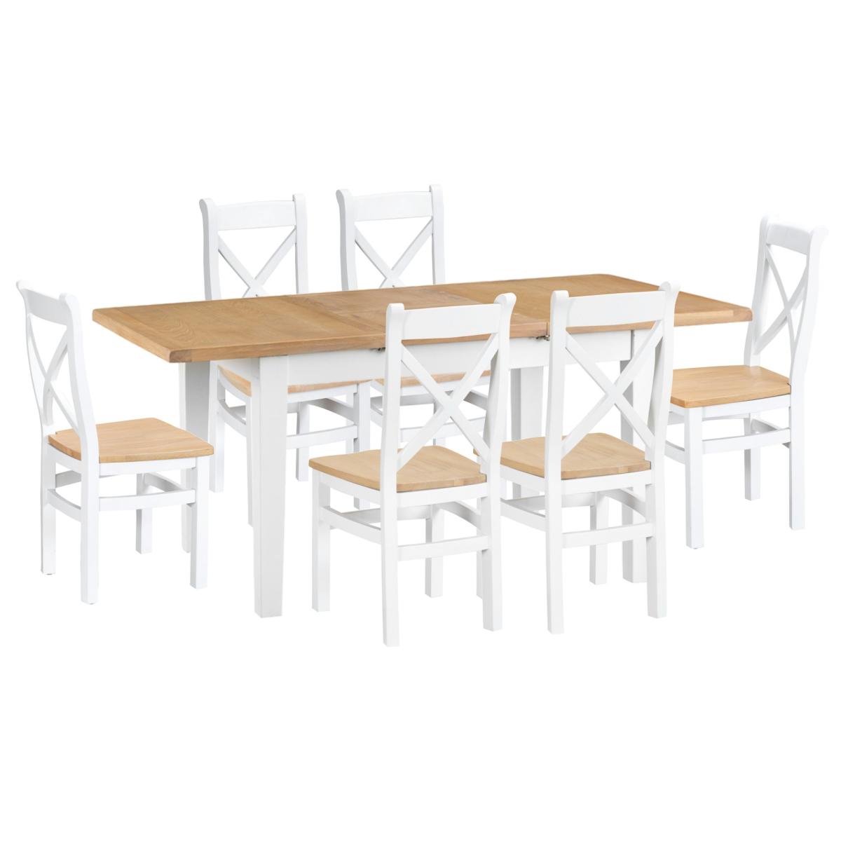 Eden Oak and White 120cm Butterfly Extending Table with Cross Back Dining Chairs - Oak and White, 4 Chairs – image 2