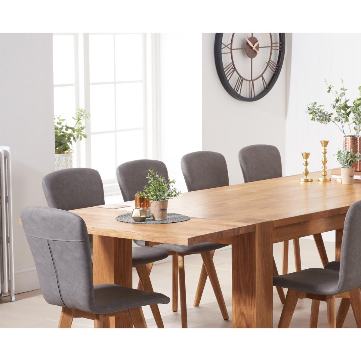 Madrid 240cm Extending Oak Table With Tivoli Faux Leather Chairs - Grey, 8 Chairs – image 2