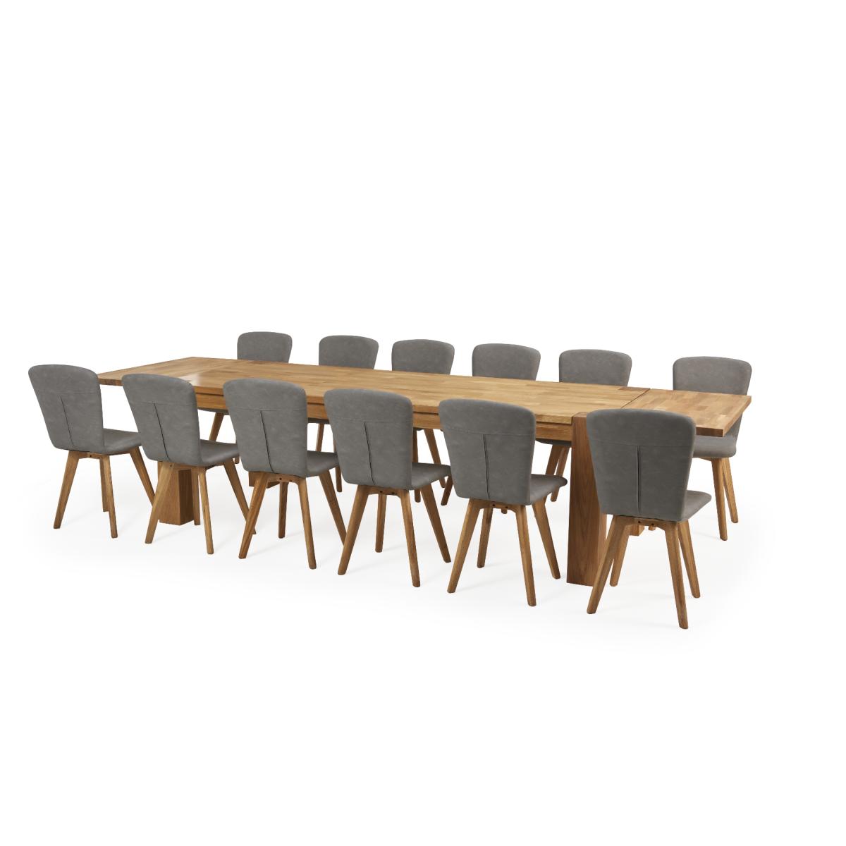Madrid 240cm Extending Oak Table With Tivoli Faux Leather Chairs - Grey, 8 Chairs – image 12