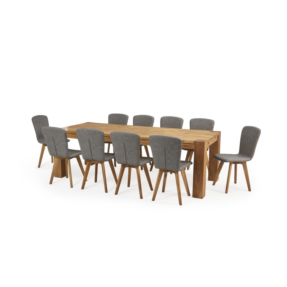 Madrid 240cm Extending Oak Table With Tivoli Faux Leather Chairs - Grey, 8 Chairs – image 13