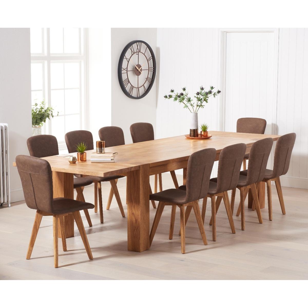 Madrid 240cm Extending Oak Table With Tivoli Faux Leather Chairs - Grey, 8 Chairs – image 3