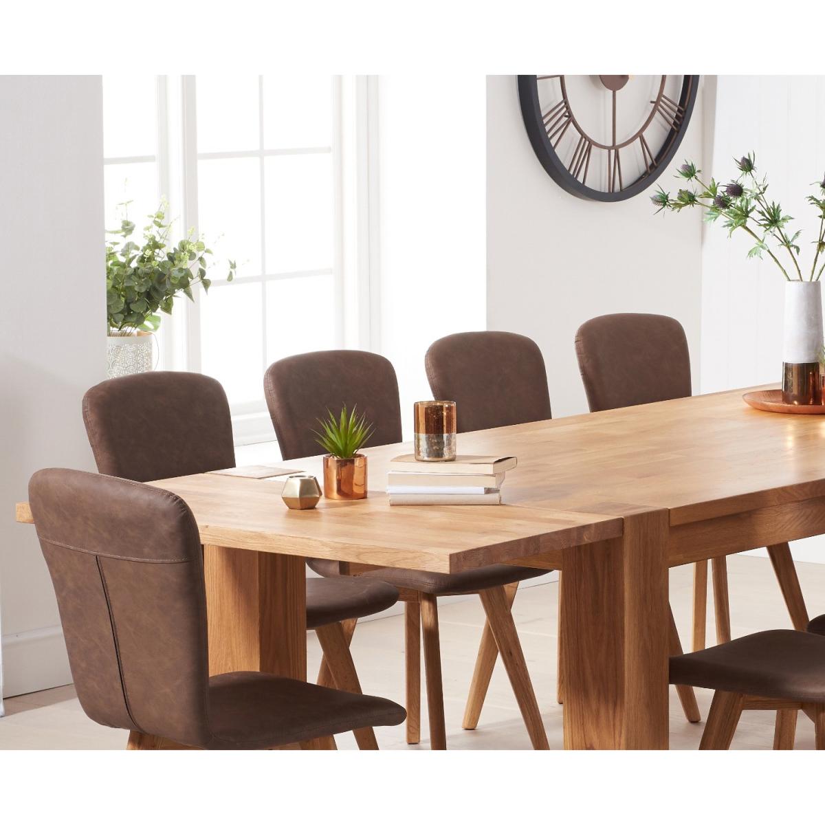 Madrid 240cm Extending Oak Table With Tivoli Faux Leather Chairs - Grey, 8 Chairs – image 4