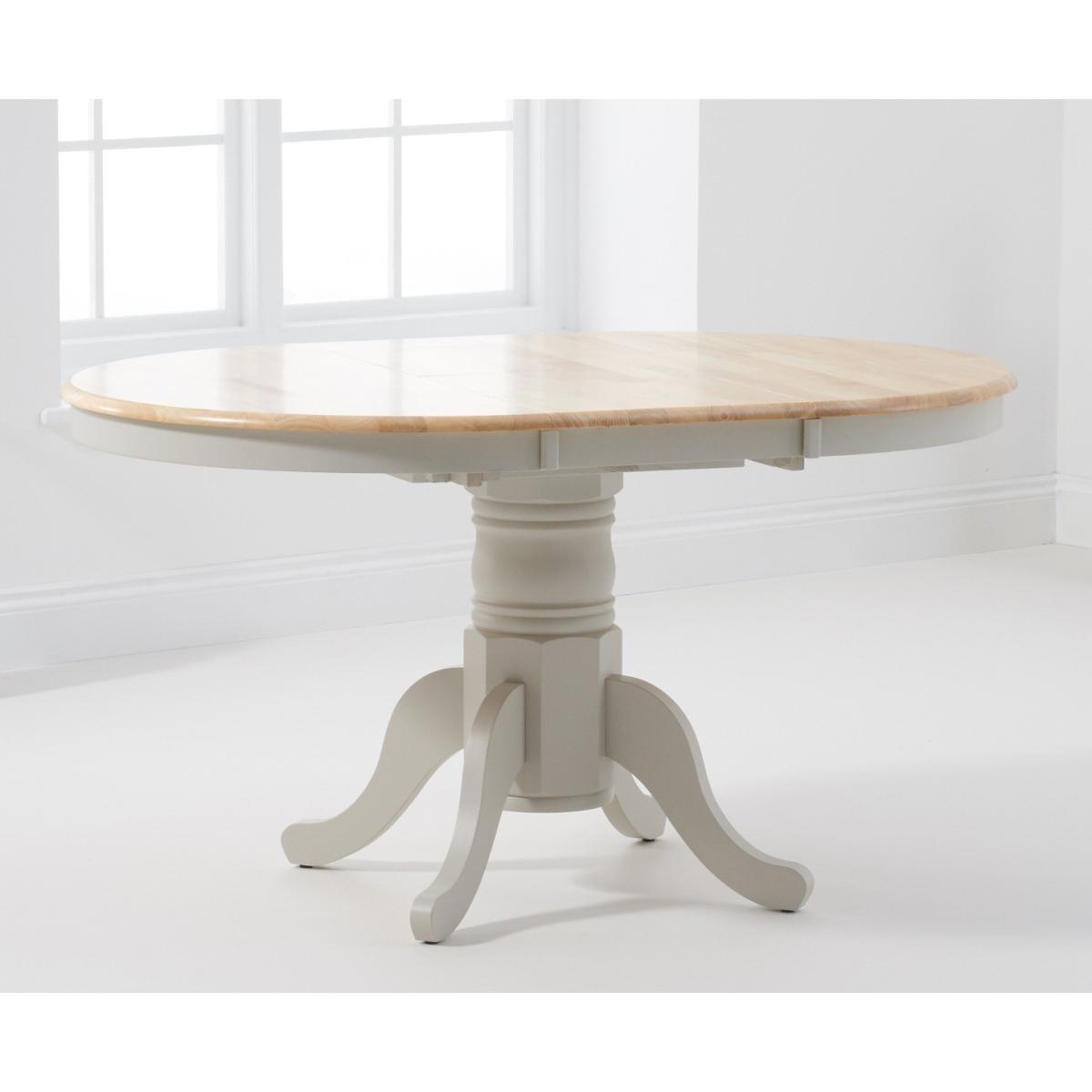 Epsom Oak and Grey Pedestal Extending Table with Camille Chairs - Grey, 4 Chairs – image 4